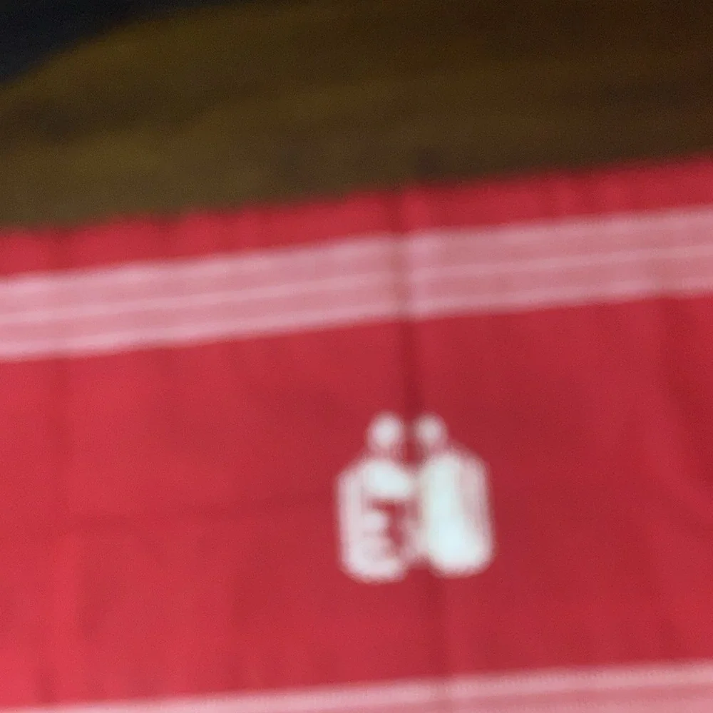 Vintage Woven Red Table Runner White Stripes Peacocks‎ Birds Fringe
